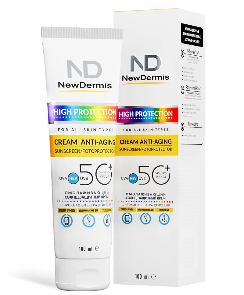 HIGH PROTECTION ANTI-AGING CREAM - Омолаживающий солнцезащитный крем SPF 50+ PPD24, 100мл
