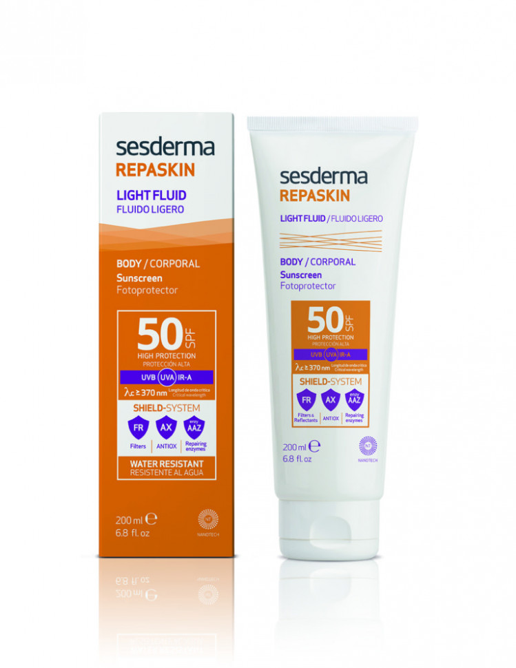 REPASKIN LIGHT FLUID Body sunscreen SPF50 – Флюид нежный солнцезащитный для тела СЗФ 50, 200 мл, Sesderma (Сесдерма)