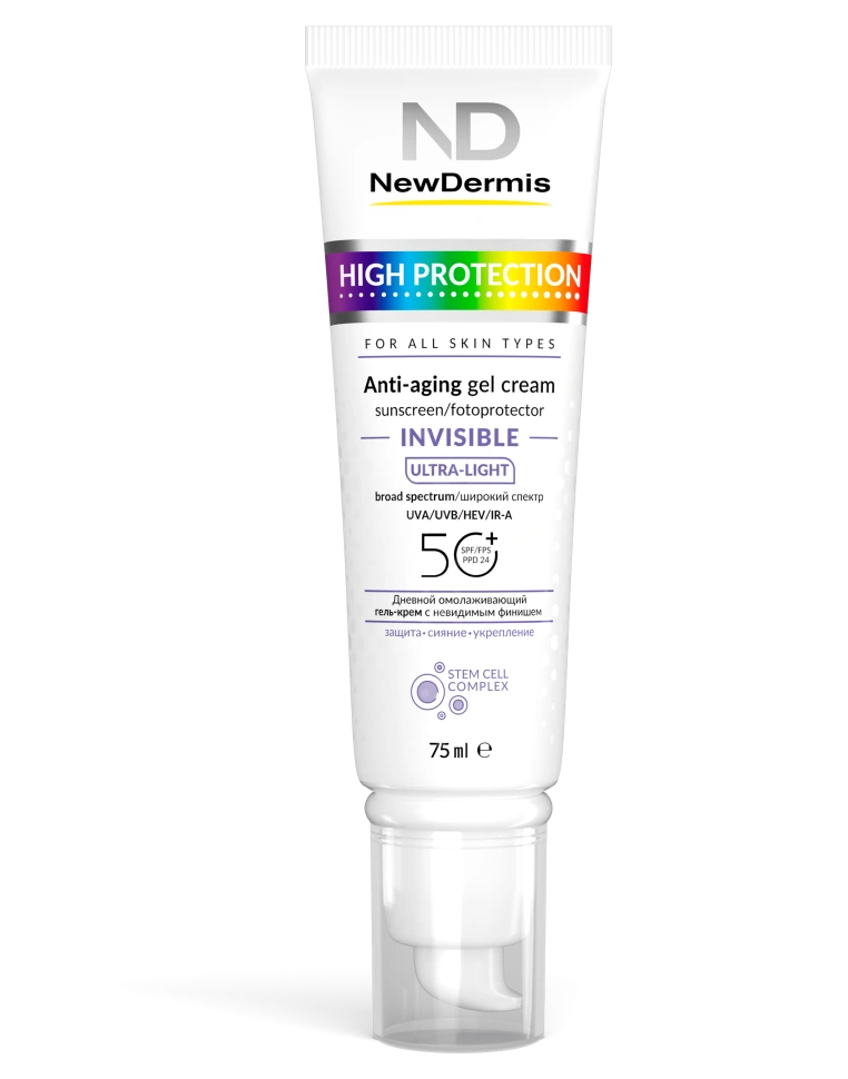 HIGH PROTECTION INVISIBLE — Дневной омолаживающий гель-крем c невидимым финишем SPF 50+ PPD 24,75мл СРОК 06.2026